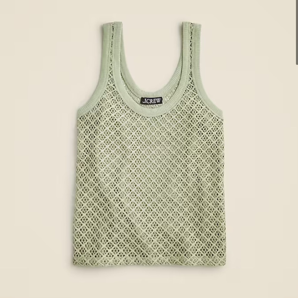 EUC J. Crew Green Crochet Tank Top, size M